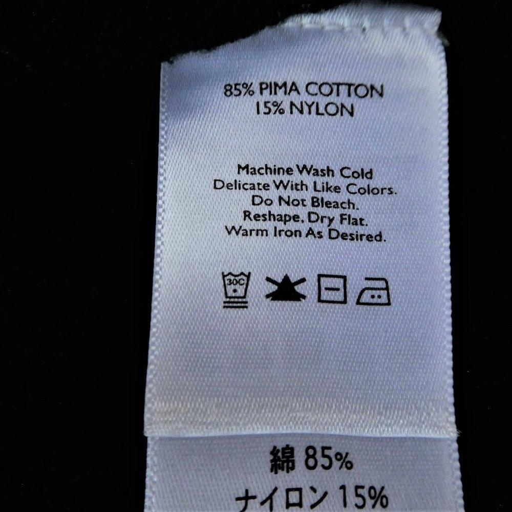 Eddie Bauer Sweater Mock Full Zip Pima Cotton Blend Ribbed Black Silvertone Pull - Picture 7 of 7